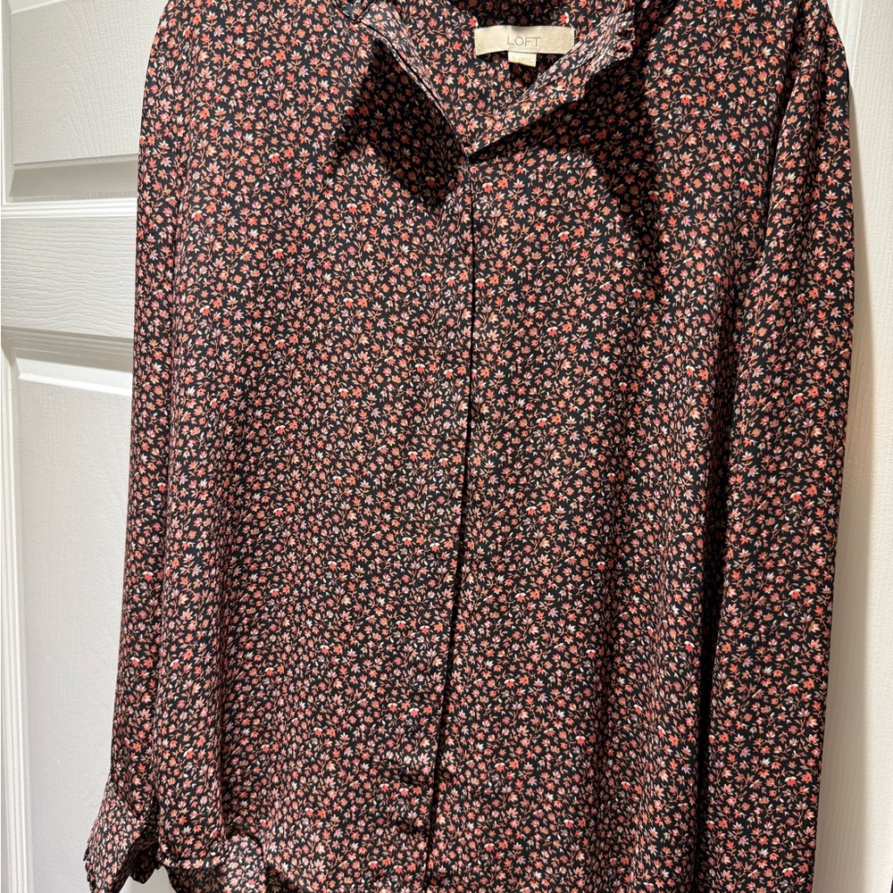 LOFT Red and Black Patterned Shirt - Picture 1 of 4